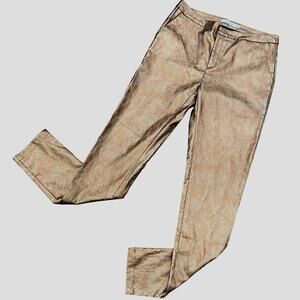 LUCY PARIS LEGGINGS Metallic Bronze Faux Snakeskin SIZE SMALL Pull-on Pants